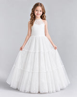 White Ball Gown Flower Girl Dresses Front
