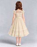 Champagne A-line Flower Girl Dresses Back