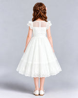 Ivory A-line Flower Girl Dresses Back