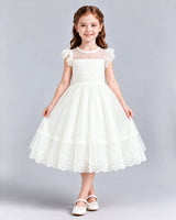 Ivory A-line Flower Girl Dresses Front