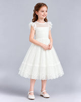 Ivory A-line Flower Girl Dresses Side