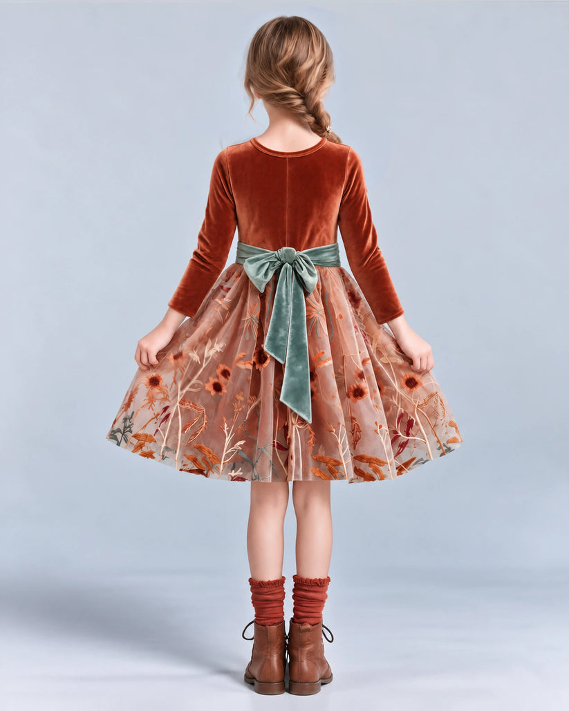 Burnt Orange A-line Girls Formal Dresses Back [Shared]