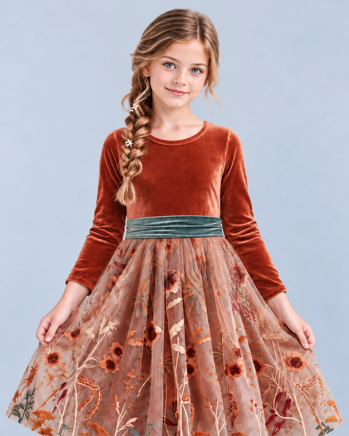 Burnt Orange A-line Girls Formal Dresses Detail [Shared]