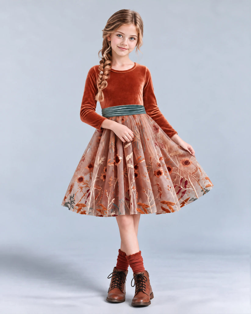 Burnt Orange A-line Girls Formal Dresses Pose [Shared]