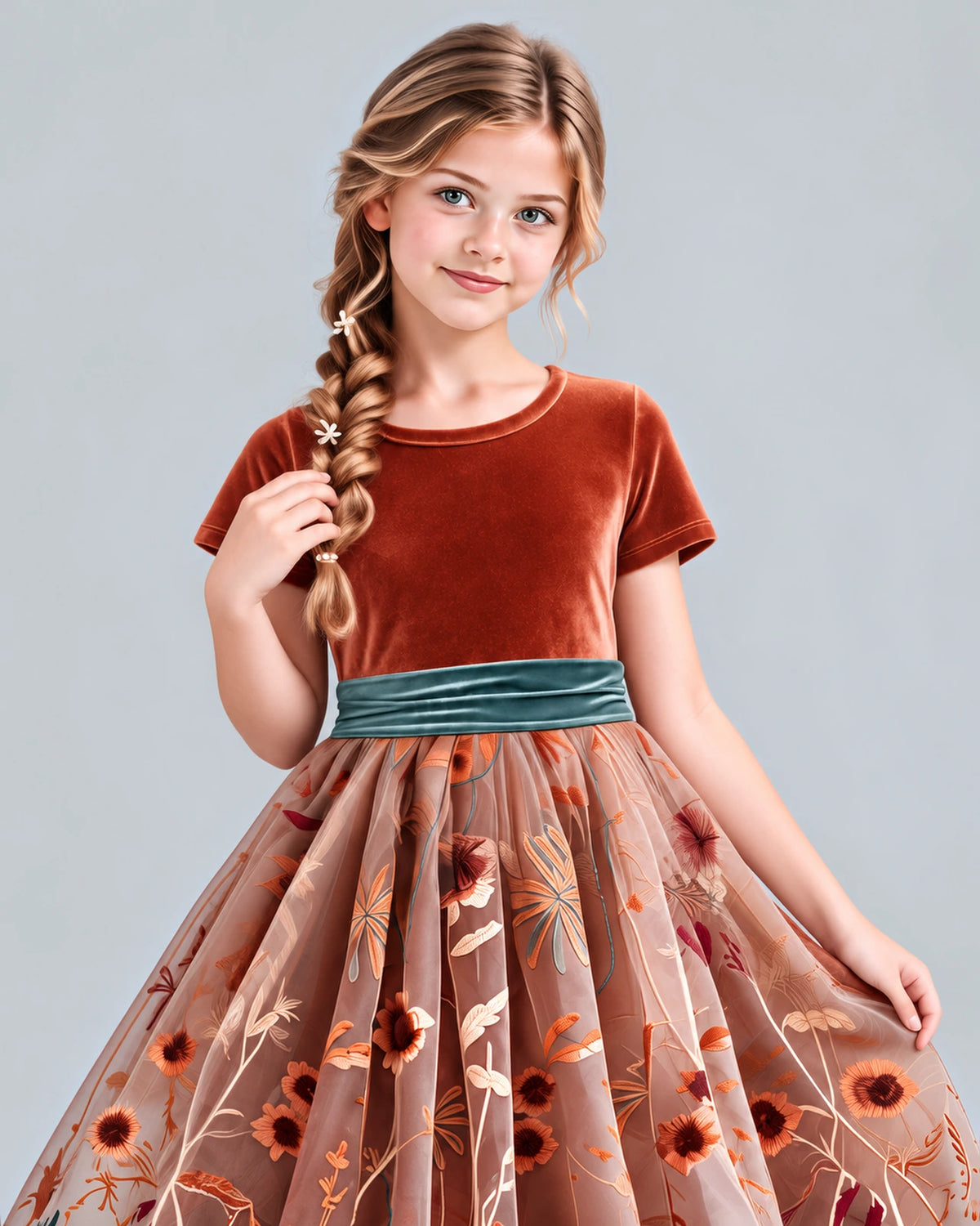 Burnt Orange A-line Girls Formal Dress Detail [Shared]