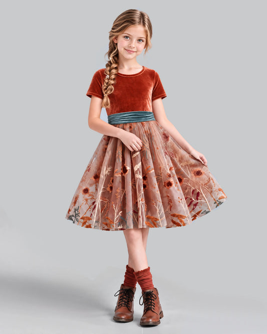 Burnt Orange A-line Girls Formal Dress Front