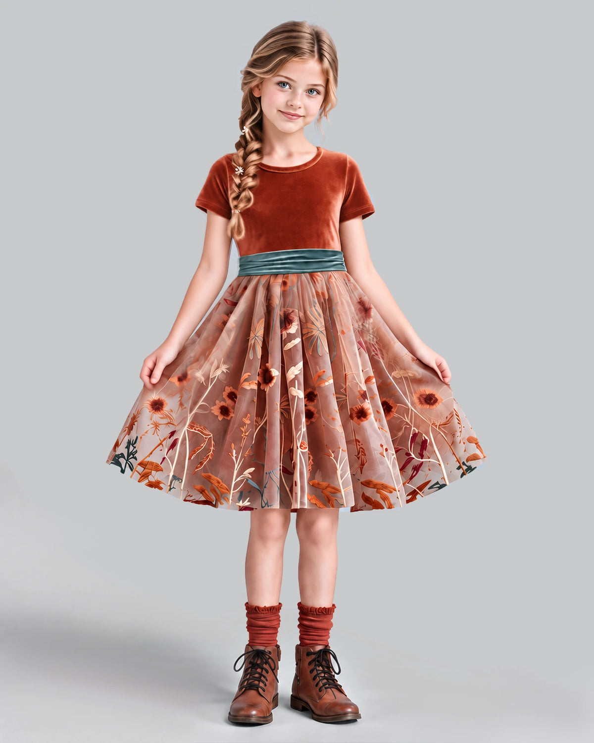 Burnt Orange A-line Girls Formal Dress Pose [Shared]