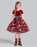 Dideyttawl Floral Appliqué Dress for Girls Formal Occasions