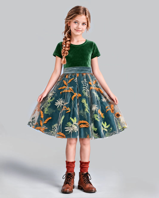Emerald Green A-line Girls Formal Dress Front