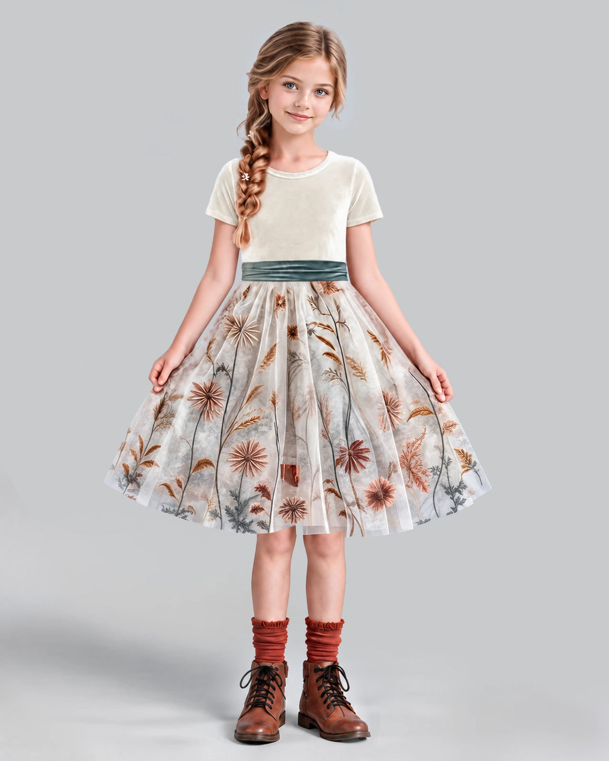 Ivory A-line Girls Formal Dress Front