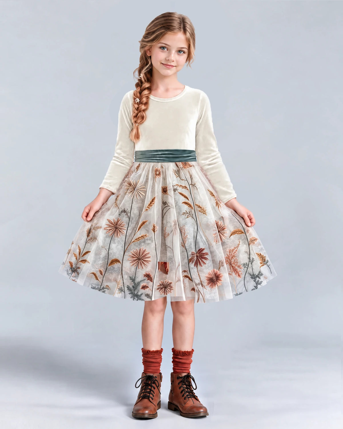 Ivory A-line Girls Formal Dresses Front