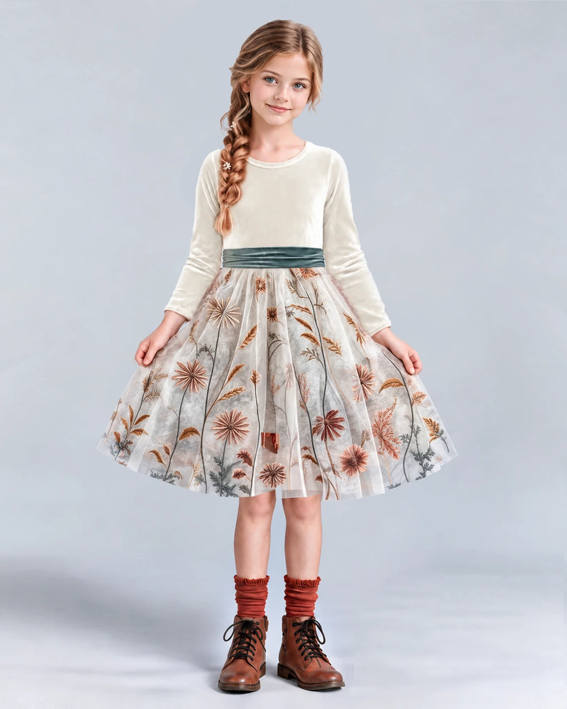 Ivory A-line Girls Formal Dresses Front