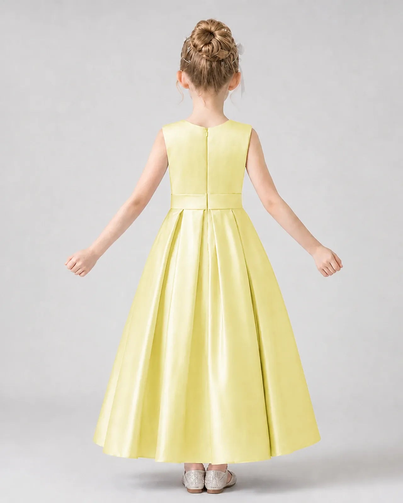 Daffodil Satin A-Line Dress Girls Formal Dresses Back View