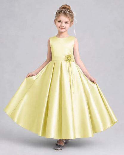 Daffodil Satin A-Line Girls Formal Dresses Front View