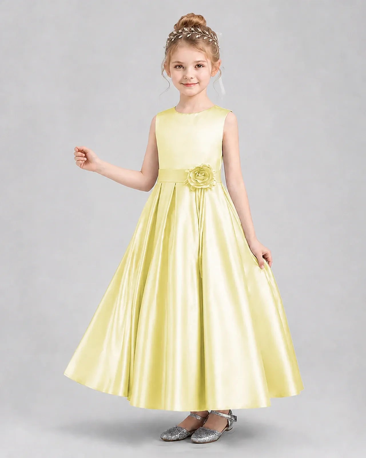 Daffodil Satin A-Line Girls Formal Dresses