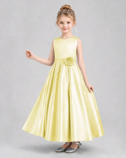 Daffodil Satin A-Line Girls Formal Dresses