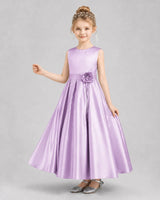 Lilac Satin A-line Girls Formal Dresses
