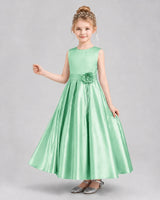 Mint Green Satin A-Line Girls Formal Dresses