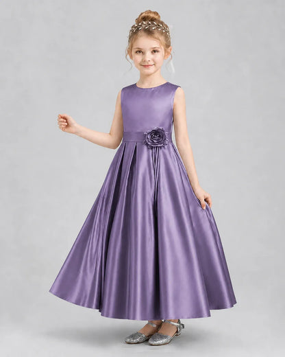 Wisteria Satin A-Line Girls Formal Dresses
