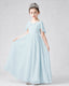 Dideyttawl Junior Bridesmaid Dress with Flutter Sleeves and Chiffon Pleated Skirt