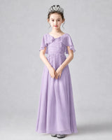 Lavender Chiffon A-line Junior Bridesmaid Dress Front View