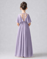Wisteria Chiffon A-line Junior Bridesmaid Dress Back View