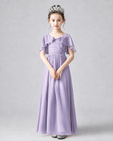 Wisteria Chiffon A-line Junior Bridesmaid Dress Front View