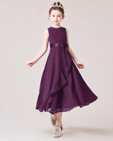 Grape  Junior Bridesmaid Dress with Ruffled Layers