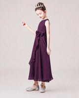 Grape  Junior Bridesmaid Dress with Ruffled Layers side