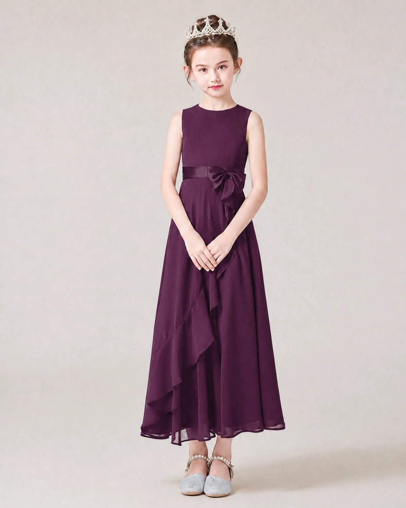 Grape  Junior Bridesmaid Dress with Ruffled Layers show