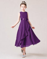 Purple Chiffon A-line Junior Bridesmaid Dress Front View