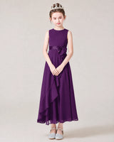Purple Chiffon A-line Junior Bridesmaid Dress Front View