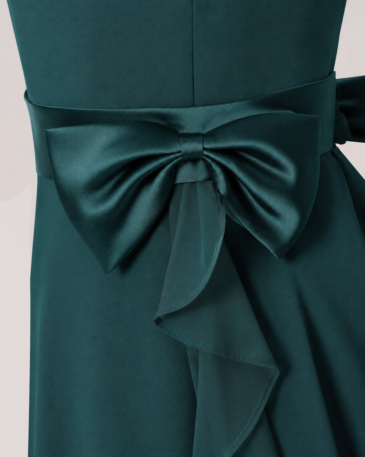 Teal Satin A-line Junior Bridesmaid Dress Back View