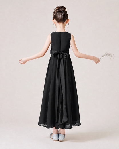 Dideyttawl Chiffon Juniors Bridesmaid Dress Ruffles Sleeveless Maxi Dress