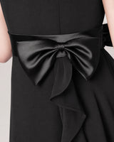 Black Chiffon A-line Junior Bridesmaid Dress Back View
