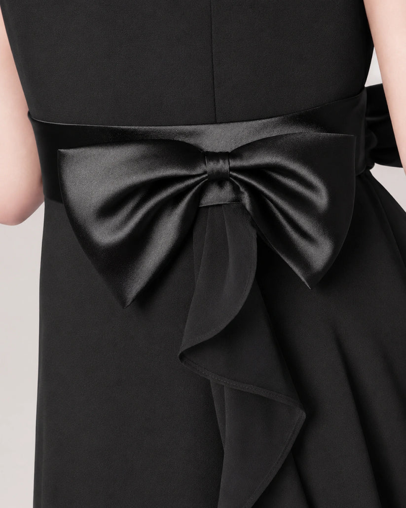 Black Chiffon A-line Junior Bridesmaid Dress Back View