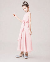 Blush Pink Chiffon A-line Junior Bridesmaid Dress Side View