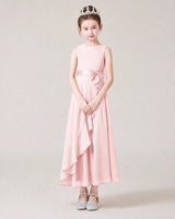 Blush Pink Chiffon A-line Junior Bridesmaid Dress Front View