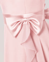 Blush Pink Chiffon A-line Junior Bridesmaid Dress Back View