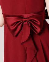 Burgundy Chiffon A-line Junior Bridesmaid Dress Back View