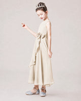 Champagne Chiffon A-line Junior Bridesmaid Dress Side View