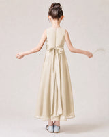 Champagne Chiffon A-line Junior Bridesmaid Dress Back View