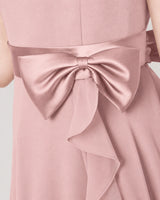 Dusty Rose Chiffon A-line Junior Bridesmaid Dress Back View