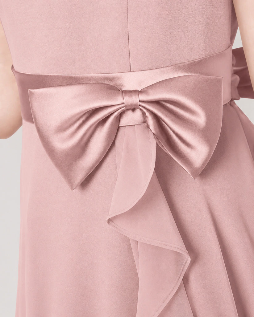 Dusty Rose Chiffon A-line Junior Bridesmaid Dress Back View