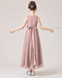 Dideyttawl Flower Girl Dress Sage Green Sleeveless Chiffon Ruffle Bow Maxi Dress
