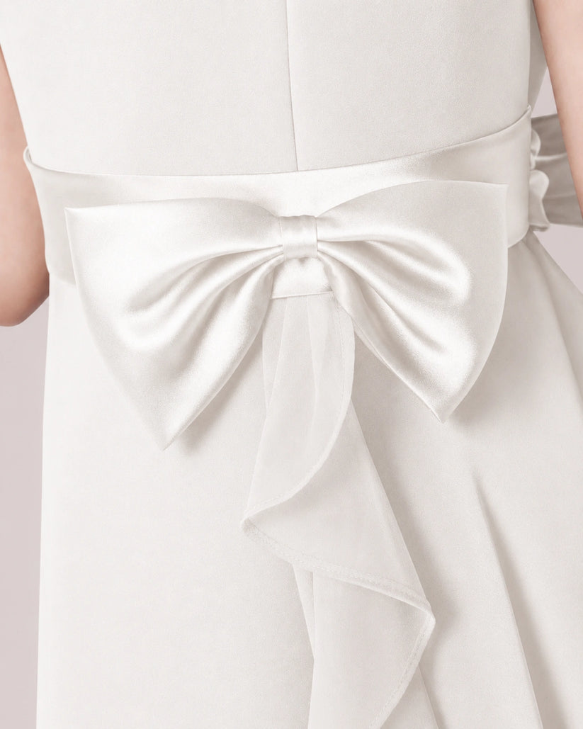 Ivory Chiffon A-line Junior Bridesmaid Dress Back View