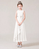 Ivory Chiffon A-line Junior Bridesmaid Dress Front View