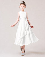Ivory Chiffon A-line Junior Bridesmaid Dress Front View