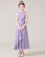 Lavender Chiffon A-line Junior Bridesmaid Dress Front View