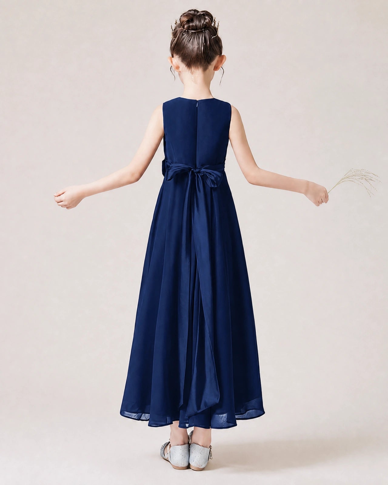 Dideyttawl Chiffon Juniors Bridesmaid Dress Ruffles Sleeveless Maxi Dress